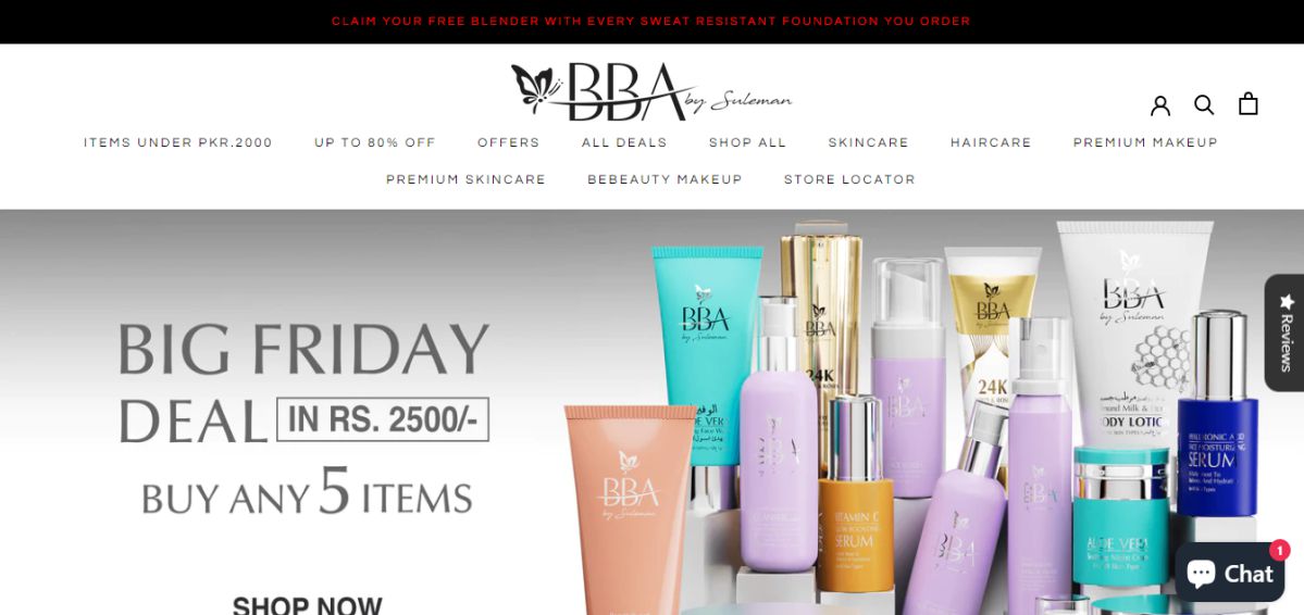 BBA skincare website design and development