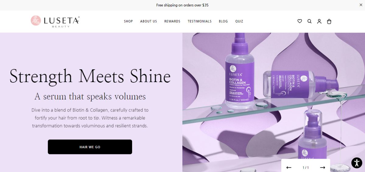 Luseta skincare website design and development