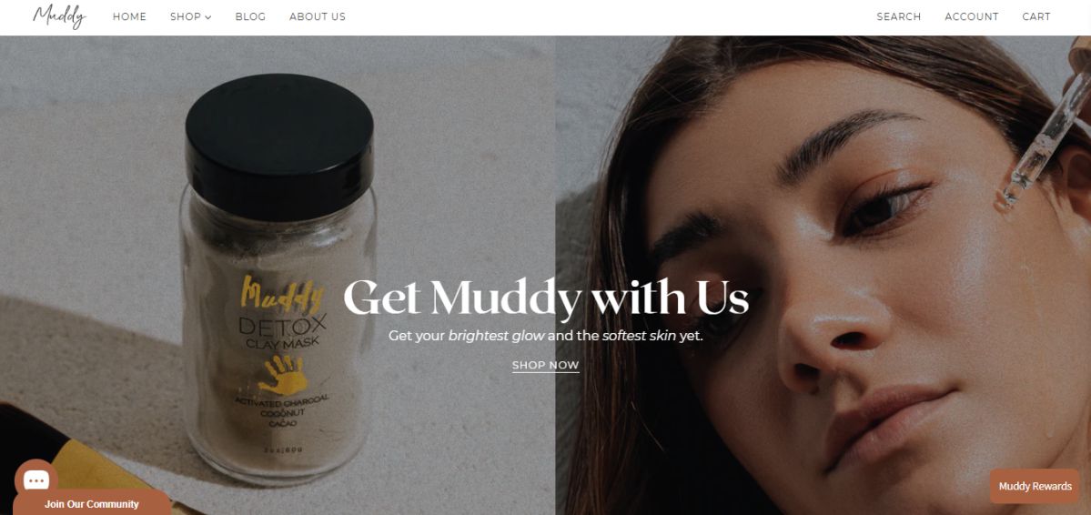 Muddy skincare website design and development