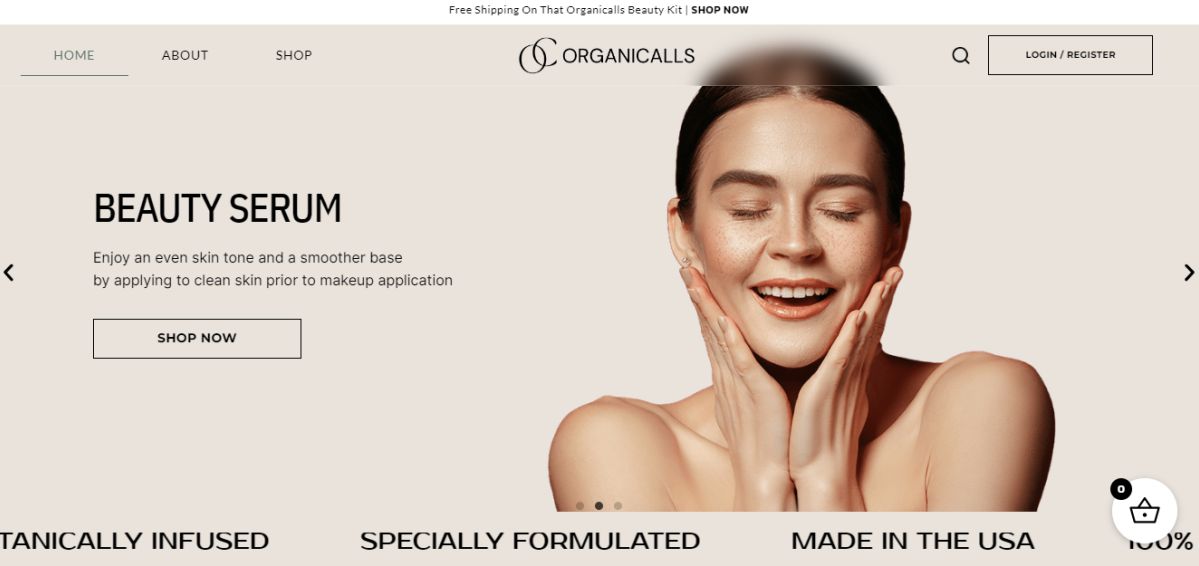 Organicall skincare website design and development